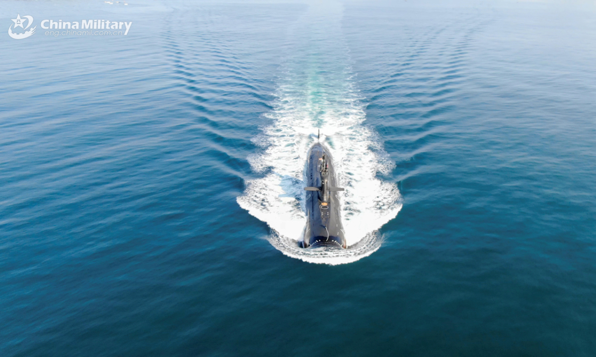 A submarine attached to a naval submarine flotilla under the Chinese PLA Northern Theater Command steams in the sea during a maritime training exercise in early October, 2024. (Photo: eng.chinamil.com.cn)