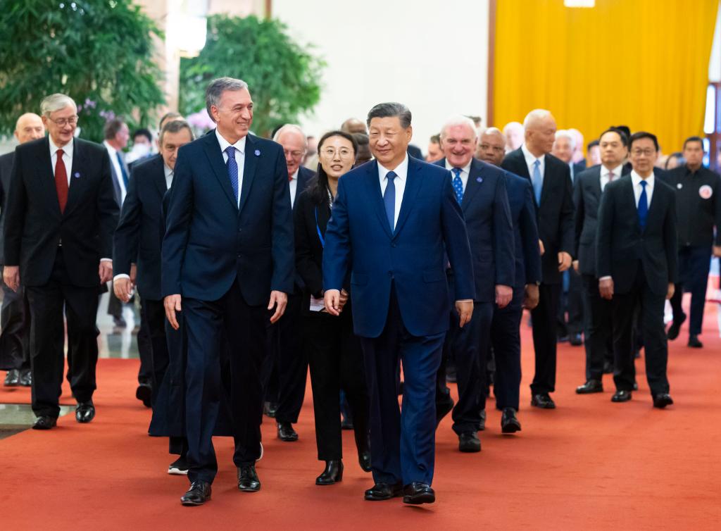 Chinese President Xi Jinping meets with foreign guests attending the China International Friendship Conference and conference marking the 70th founding anniversary of the Chinese People's Association for Friendship with Foreign Countries at the Great Hall of the People in Beijing, capital of China, Oct 11, 2024. Photo:Xinhua