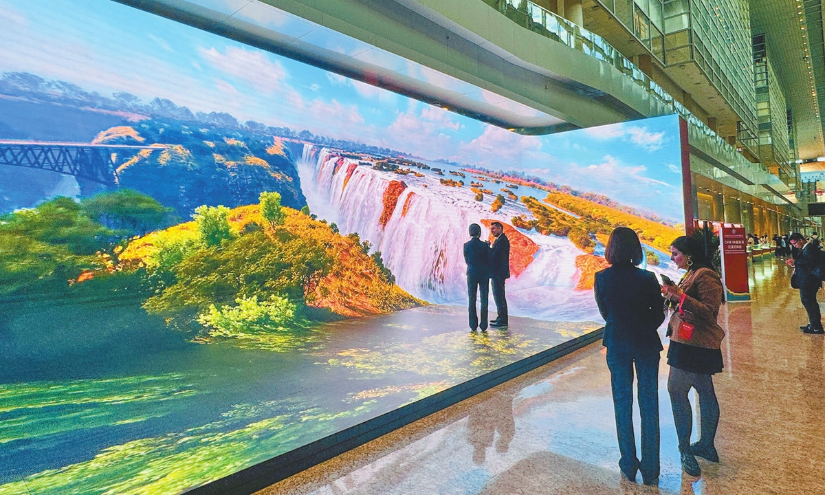 Participants enjoy the natural scenery of Africa with the CAVE 8K ultra HD immersive experience at the China National Convention Center in Beijing on September 5, 2024, during the ongoing 2024 Summit of the Forum on China-Africa Cooperation. Photo: Chi Jingyi/GT