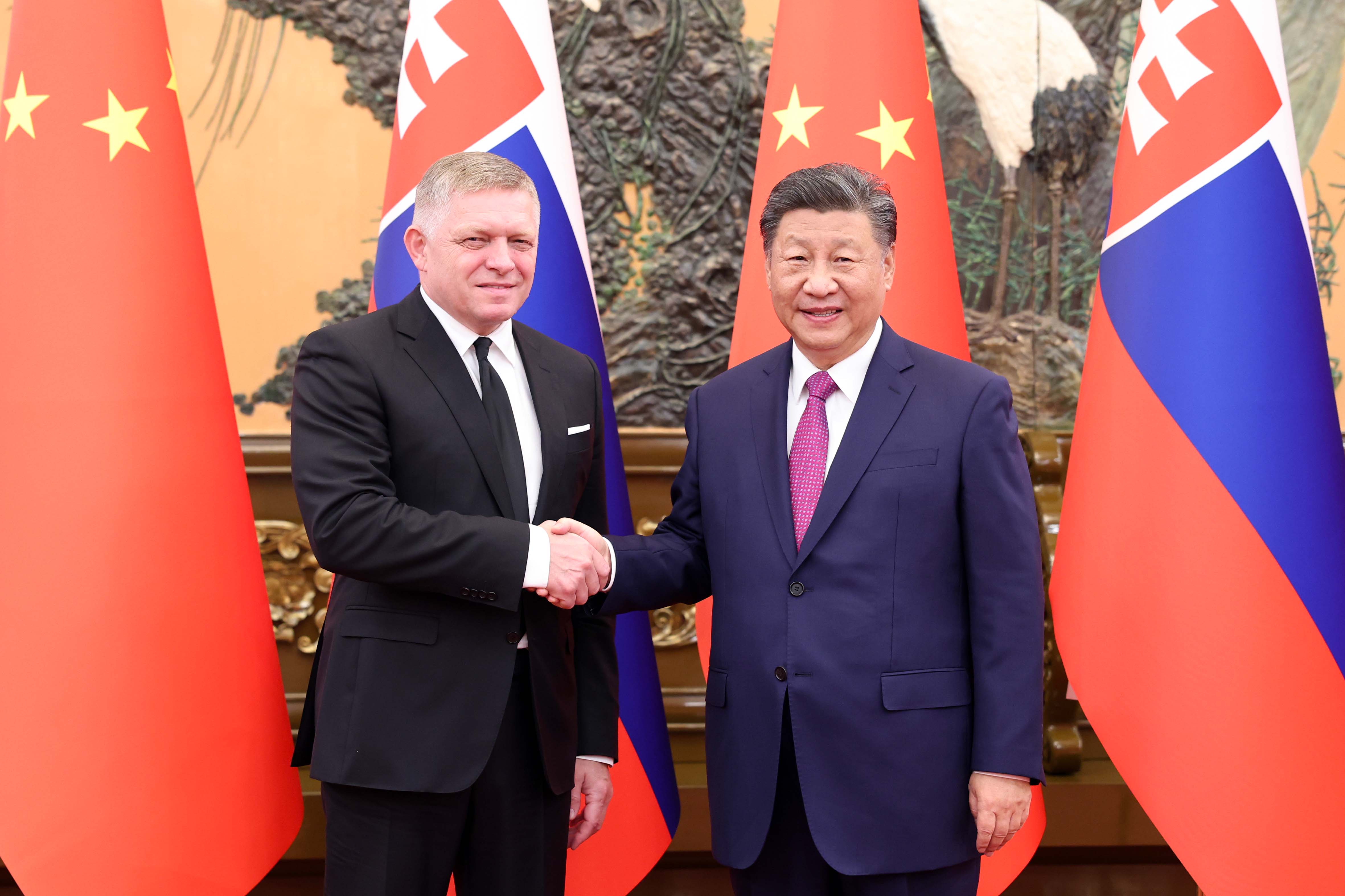 Chinese President Xi Jinping meets with Slovak Prime Minister Robert Fico at the Great Hall of the People in Beijing on November 1, 2024. Photo: cnsphoto