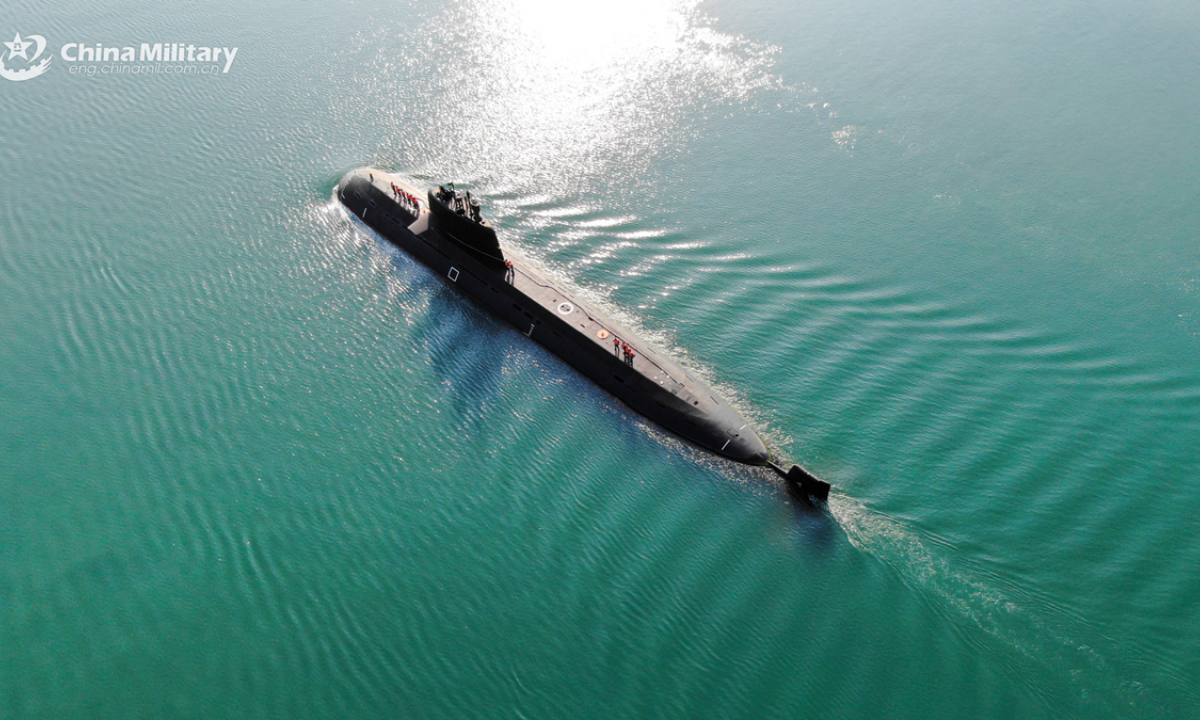 A submarine attached to a naval submarine flotilla under the Chinese PLA Northern Theater Command steams in the sea during a maritime training exercise in early October, 2024. (Photo: eng.chinamil.com.cn)