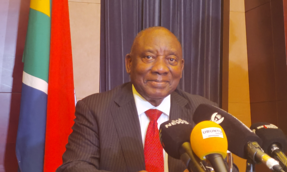 South African President Cyril Ramaphosa briefs the media on his state visit to China and attendance of FOCAC summit in Beijing on September 5, 2024. Photo: Wang Wenwen/GT