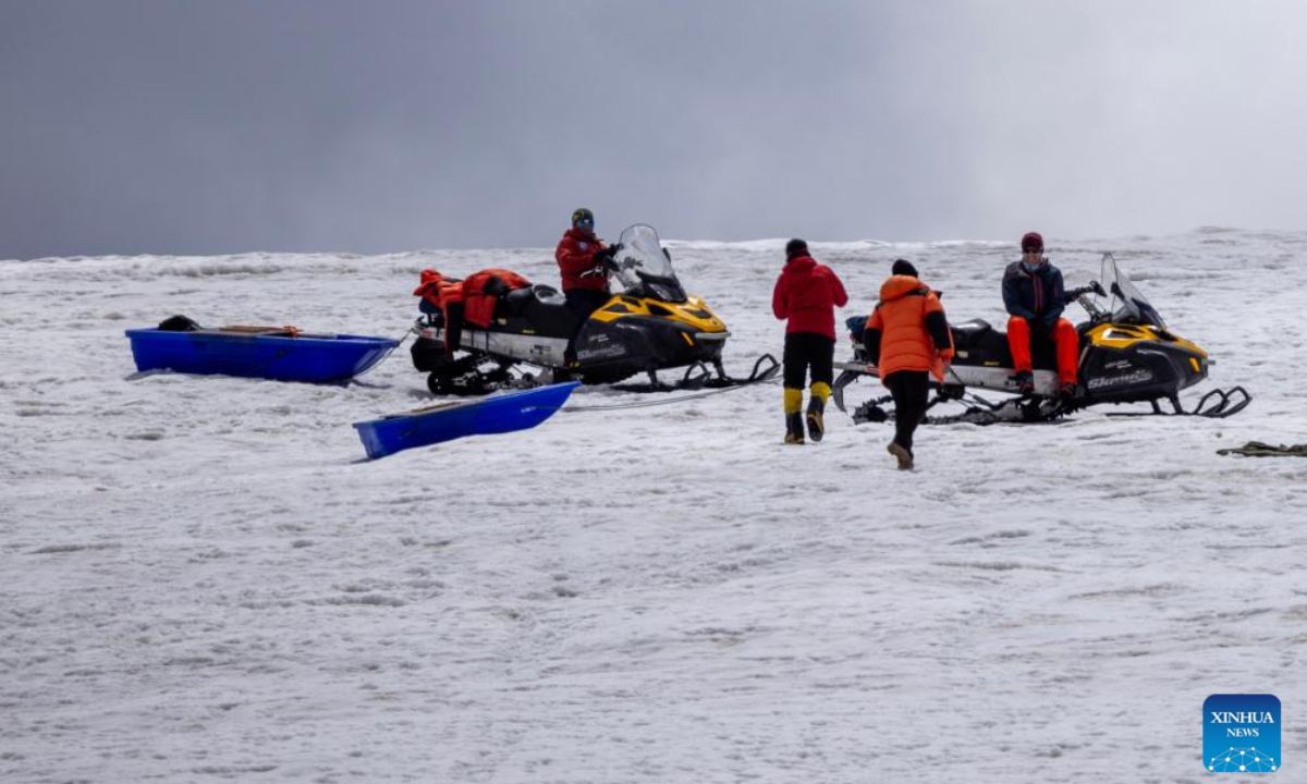 Members of Chinese scientific expedition team prepare to head deep into the Purog Kangri Glacier in southwest China's Xizang Autonomous Region, Sep 4, 2024. Photo:Xinhua