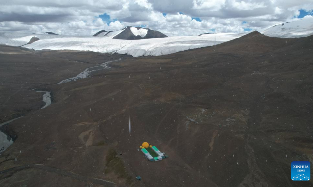 An aerial drone photo shows the Purog Kangri Glacier in southwest China's Xizang Autonomous Region, Sep 4, 2024. Photo:Xinhua