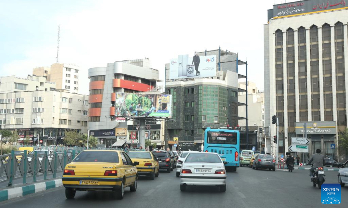 This photo taken on Oct. 26, 2024 shows a street view in Tehran, Iran. Iran's air defense headquarters successfully countered the Israeli attack, which resulted in 