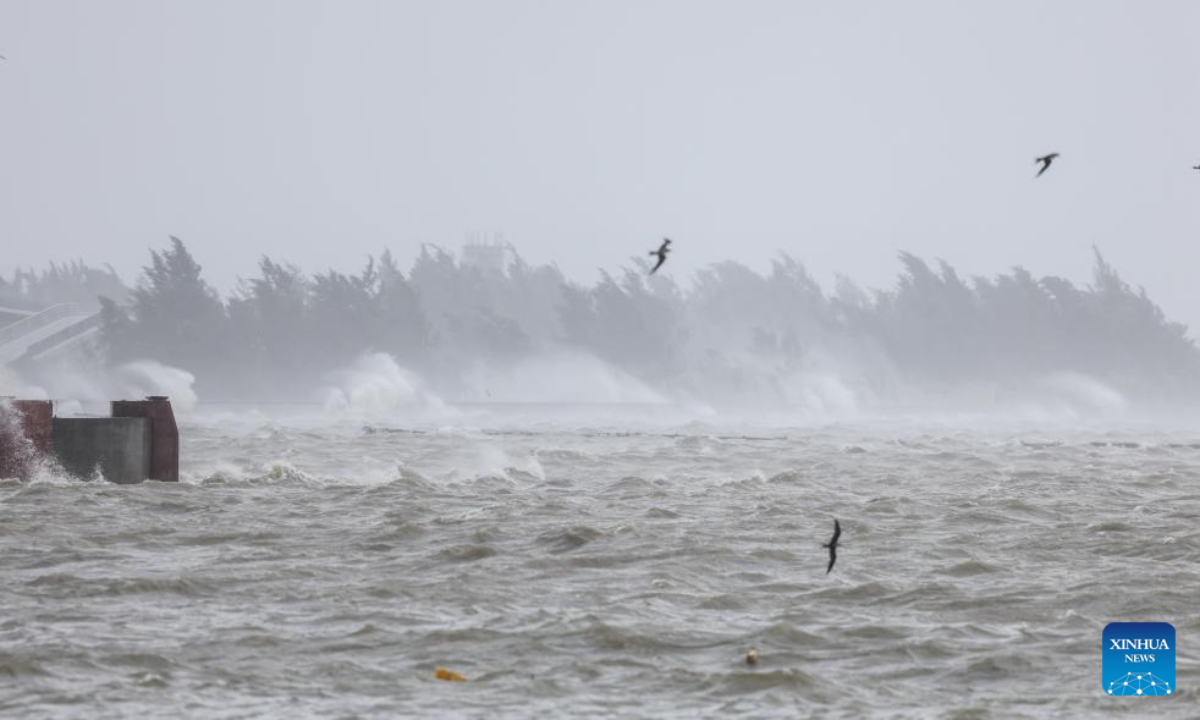 Huge waves lash the shore in Puqian Township of Wenchang City, south China's Hainan Province, Sep 6, 2024. Photo:Xinhua