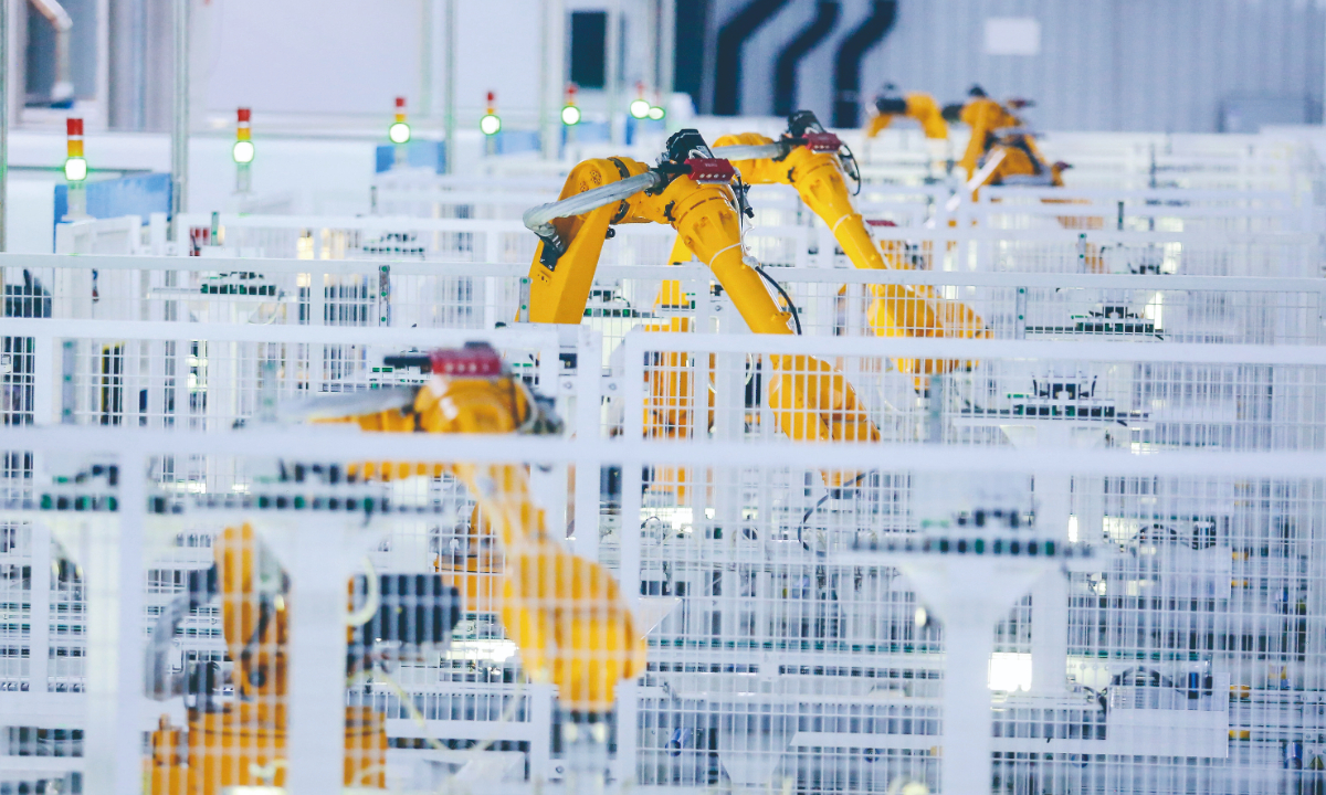 An intelligent production line of a photovoltaic enterprise in Yangzhou,<strong></strong> East China’s Jiangsu Province Photo: VCG