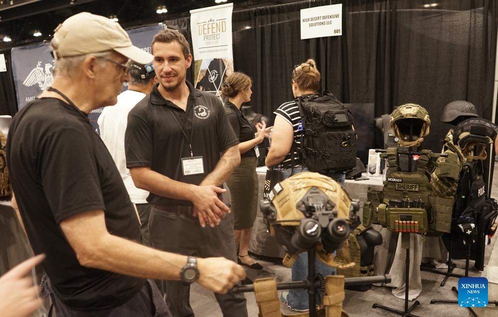 People visit the Disasters Expo USA at the Los Angeles Convention Center in Los Angeles, California, the United States, on Sept. 5, 2024. Disasters Expo USA, the leading event mitigating the world's most costly disasters, kicked off on Thursday in Los Angeles, California, drawing thousands of disaster specialists, business owners and first responders from across the globe. (Photo: Xinhua)