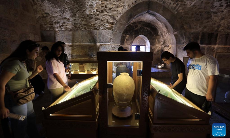 Tourists visit the museum in the historical Ajloun Castle in Ajloun, some 73 km north of Amman, Jordan, Sept. 6, 2024. Ajloun Castle, a 12th-century castle situated in northwestern Jordan, is now a tourist attraction featuring Arab military architecture. Photo: Xinhua