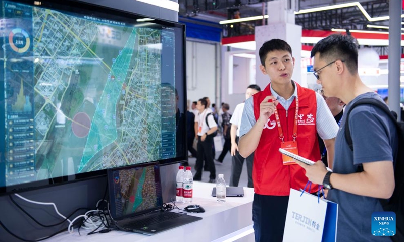 A visitor learns about a low-altitude sensing system at an exhibition of the 2024 Low Altitude Economic Development Conference in Wuhu, east China's Anhui Province, Sept. 6, 2024. Photo: Xinhua