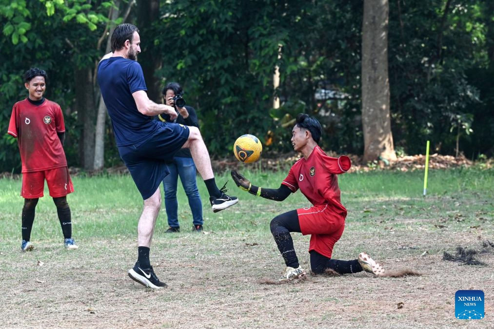 Members of Indonesia Amputee Football (INAF) attend a training session on commemoration of the National Sports Day in Jakarta, Indonesia, Sept. 9, 2024. The National Sports Day is celebrated in Indonesia on each year's Sept. 9. (Photo: Xinhua)