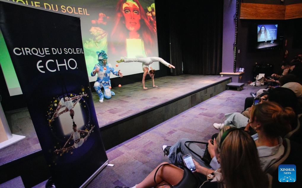 People watch a sneak peek performance of the upcoming show ECHO at Science World in Vancouver, British Columbia, Canada, on Sept. 9, 2024. Cirque du Soleil announced on Monday it will return to Vancouver for 2024 season with their new show ECHO starting from October 9 to December 15. (Photo: Xinhua)