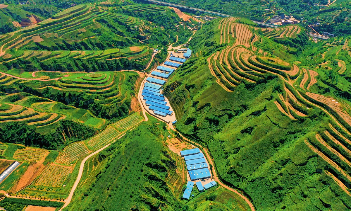 An aerial view of Haojiaqiao village in Suide county, Yulin, Northwest China's Shaanxi Province Photo: Courtesy of China Rural Revitalization magazine