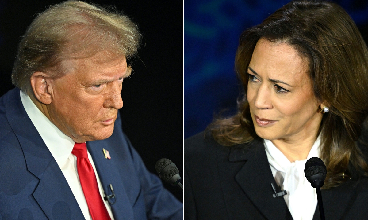 US Vice President Kamala Harris and former US President Donald Trump face off in their first presidential debate in Philadelphia on September 10, 2024. Photo: VCG