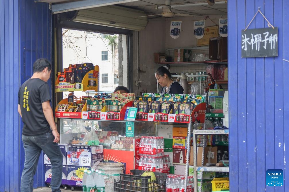 A citizen shops at a convenience store in Haikou, south China's Hainan Province, Sept. 11, 2024. Hainan has witnessed its production gradually resumed after Super Typhoon Yagi, the 11th typhoon of the year, made landfall in Hainan on Friday and brought damage across the island. (Photo: Xinhua)