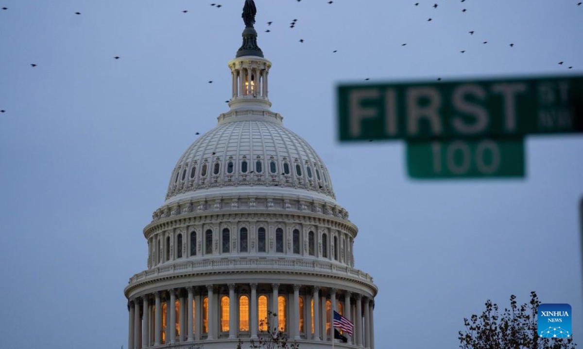 Photo taken on Dec 8, 2022 shows the U.S. Capitol building in Washington, DC, the United States. Photo:Xinhua

