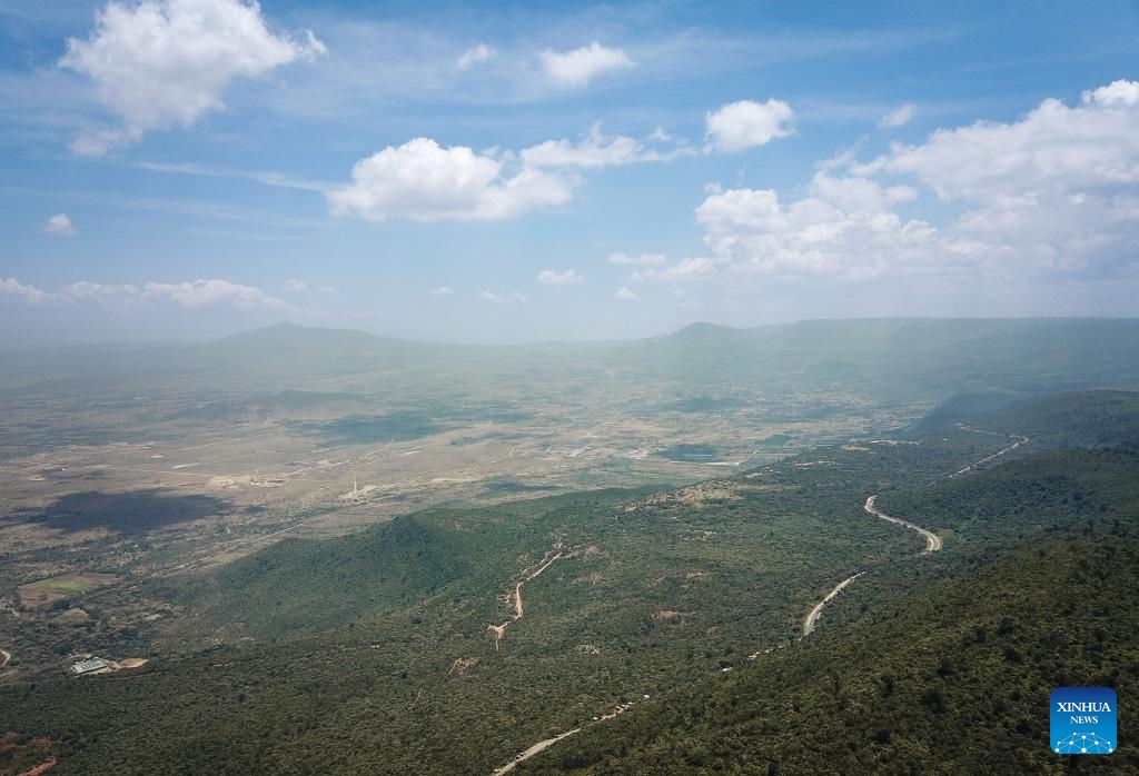 An aerial drone photo taken on Sept. 10, 2024 shows the landscape of the Great Rift Valley in Kiambu county, Kenya. (Photo: Xinhua)