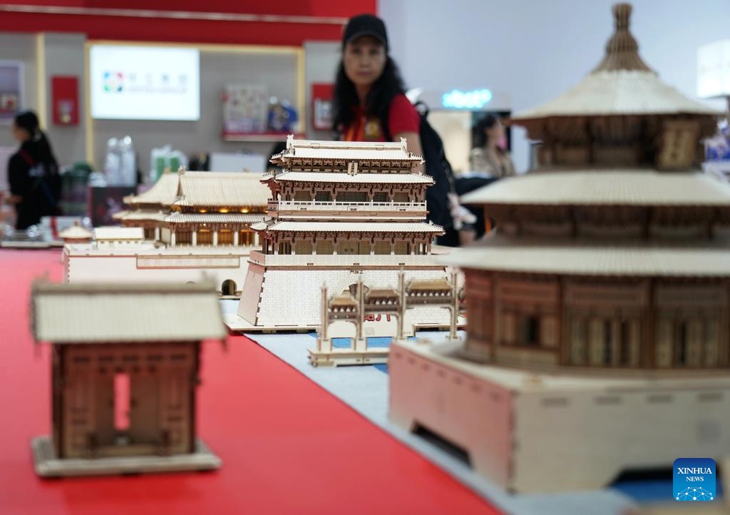 An exhibit showcasing the Beijing Central Axis is displayed during the 2024 China International Fair for Trade in Services (CIFTIS) at the Shougang Park in Beijing, capital of China, Sept. 12, 2024. Themed Global Services, Shared Prosperity, the 2024 CIFTIS opened at the China National Convention Center and the Shougang Park in Beijing on Thursday. (Photo: Xinhua)