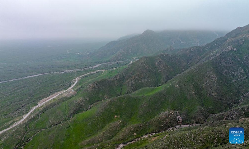 An aerial drone photo taken on Sept. 14, 2024 shows the scenery of Helan Mountain in Yinchuan, northwest China's Ningxia Hui Autonomous Region. (Xinhua/Yang Zhisen)