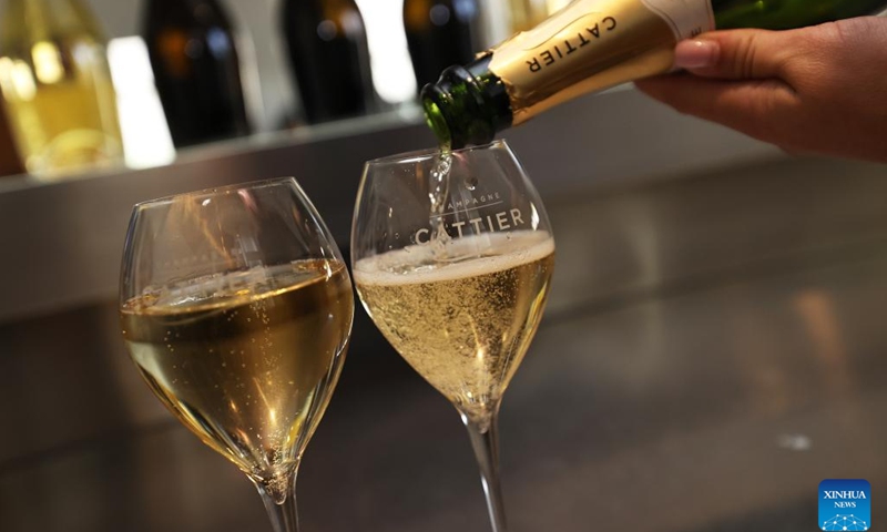 Glasses of champagne are pictured at the headquarters of Cattier in Chigny-les-Roses, France, Sept. 13, 2024.