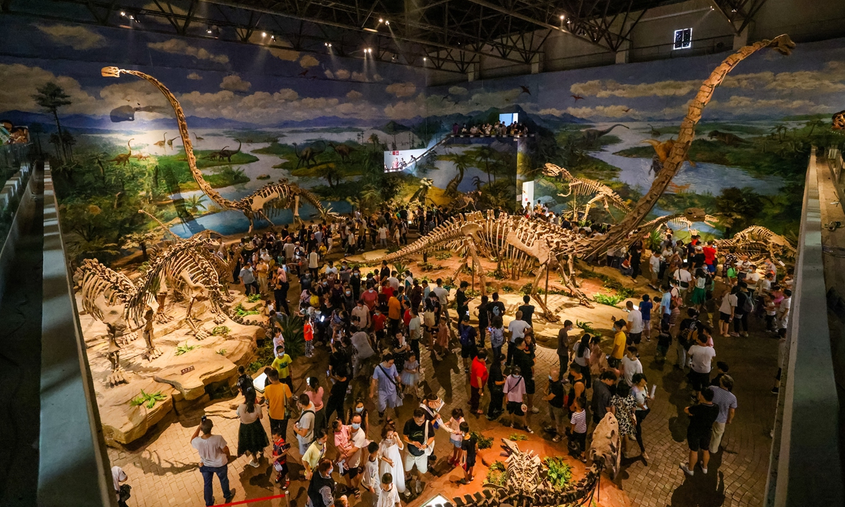 Tourists visit the Zigong Dinosaur Museum in Zigong, Southwest China's Sichuan Province. Photo: Courtesy of the Zigong Dinosaur Museum