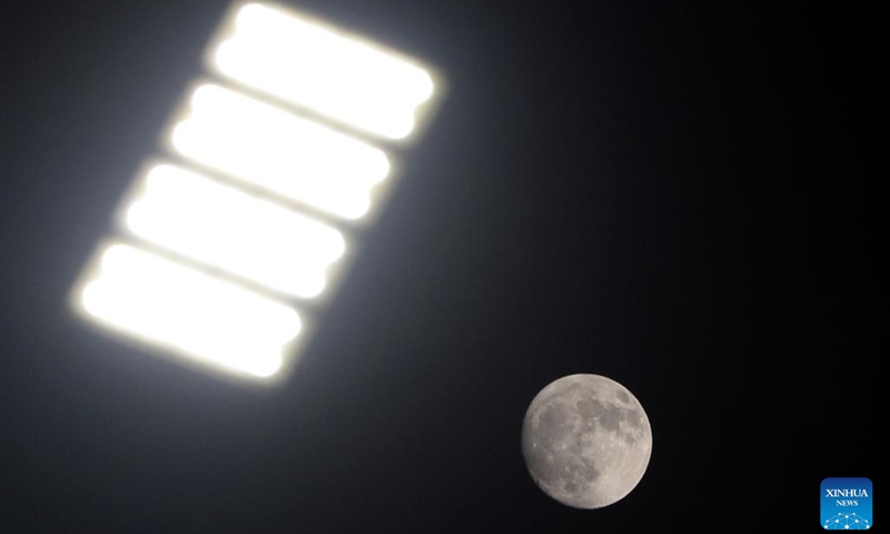 This photo taken on Sept. 16, 2024 shows a view of the moon in Gwadar, southwest Pakistan. (Photo: Xinhua)