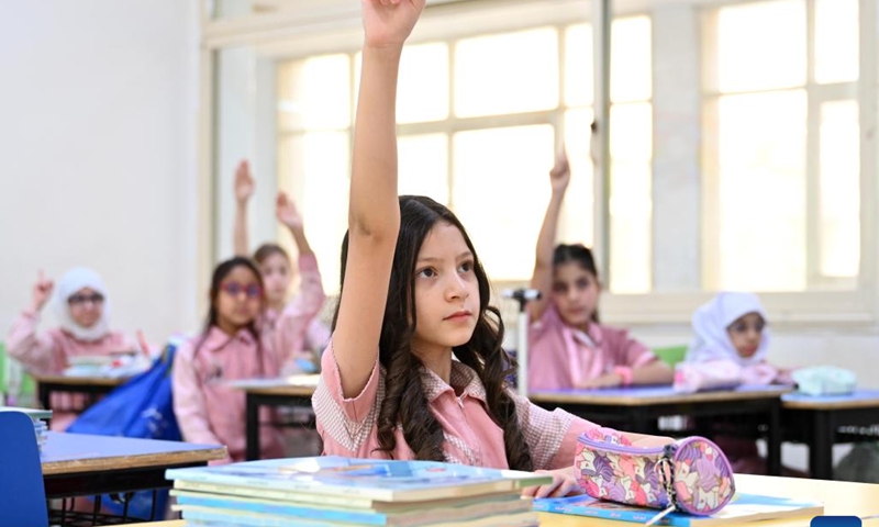 Students attend a class on the first day of a new academic year in Hawalli Governorate, Kuwait, on Sept. 17, 2024. (Photo: Xinhua)