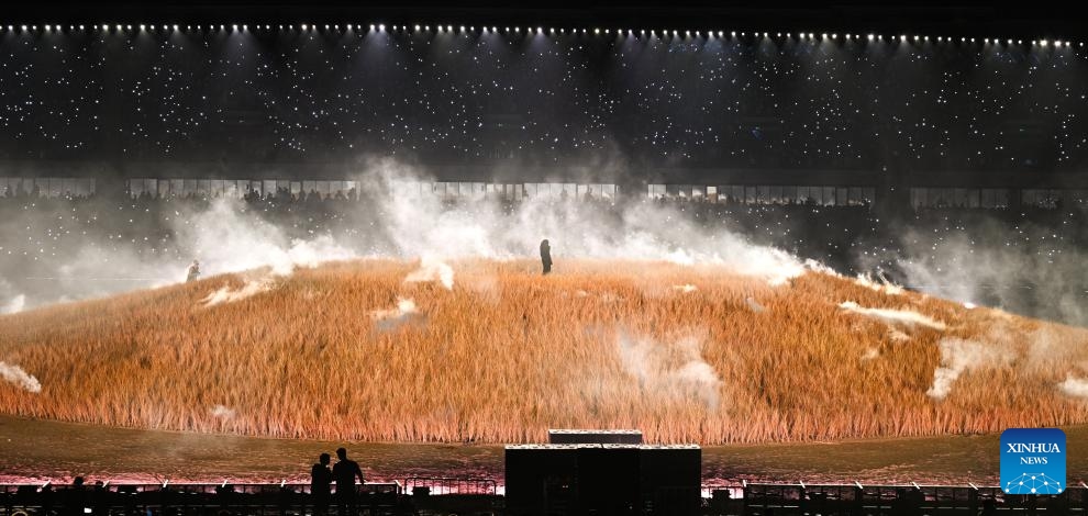 This photo taken on Sept. 15, 2024 shows the scene of American rapper Kanye West's world tour listening party, in Haikou, capital of south China's Hainan Province. (Photo: Xinhua)