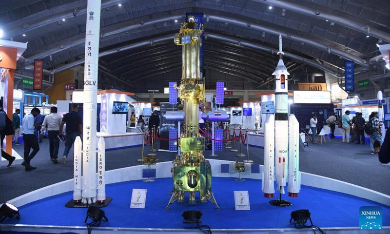 People attend the Bengaluru Space Expo (BSX) 2024 in Bengaluru, India, Sept. 18, 2024. The expo showcased technologies and services related to rocket launching, satellite manufacturing, remote sensing, ground station services, space-based solar power, etc. (Photo: Xinhua)