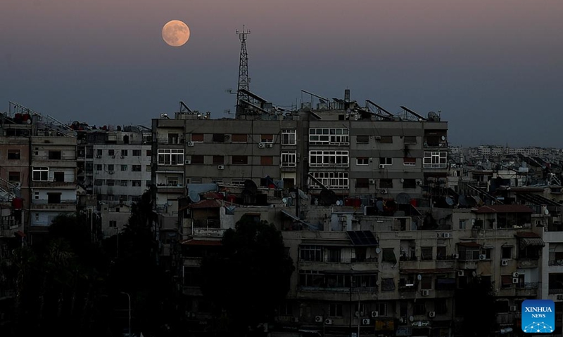 A full moon is pictured over Damascus, Syria, Sept. 17, 2024.  (Photo: Xinhua)