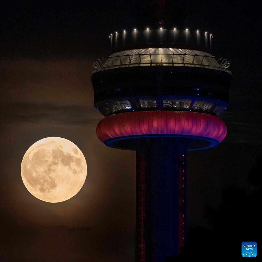 A full moon is seen over Toronto, Canada, on Sept. 17, 2024.  (Photo: Xinhua)