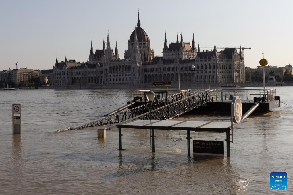 A dock is flooded in Budapest, Hungary, Sept. 19, 2024. (Photo: Xinhua)