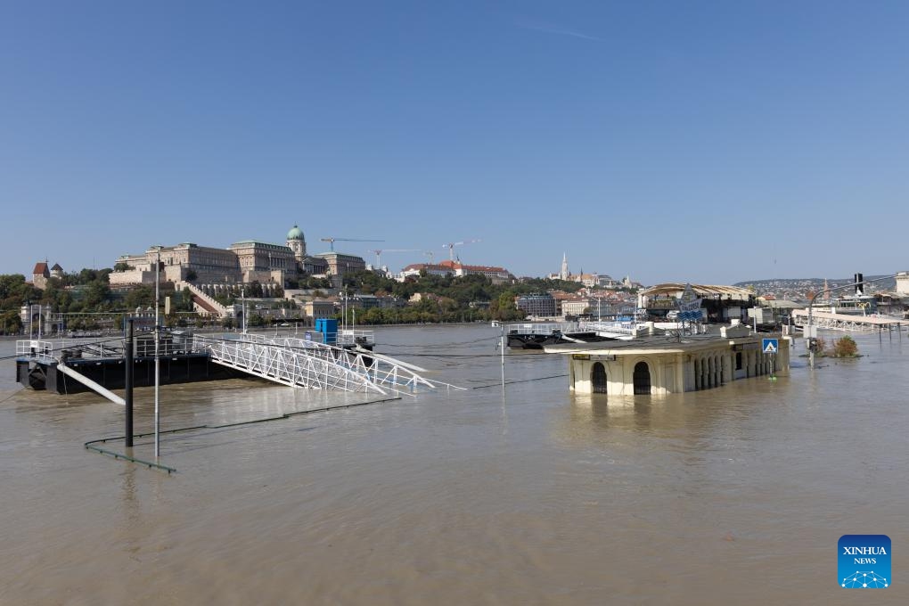 A dock is flooded in Budapest, Hungary, Sept. 19, 2024. (Photo: Xinhua)