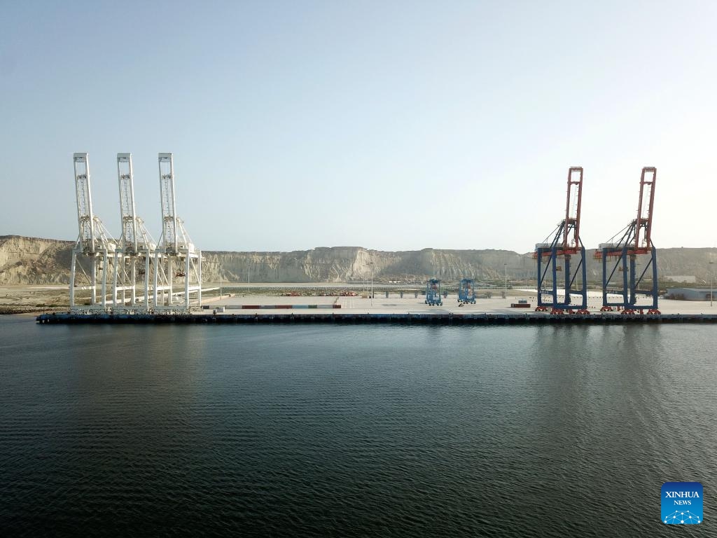 An aerial drone photo taken on Sept. 18, 2024 shows a view of the Gwadar port in Gwadar, southwest Pakistan. Launched in 2013, China-Pakistan Economic Corridor (CPEC), the flagship project under the China-proposed Belt and Road Initiative (BRI), is a corridor linking Gwadar port with Kashgar in northwest China's Xinjiang Uygur Autonomous Region, highlighting energy, transport, and industrial cooperation. (Photo: Xinhua)