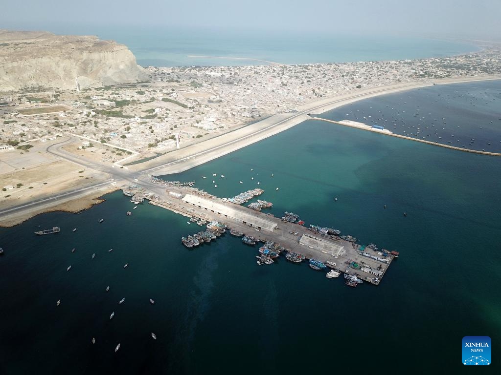 An aerial drone photo taken on Sept. 17, 2024 shows a view of fishermen dockyard near the Gwadar port in Gwadar, southwest Pakistan. Launched in 2013, China-Pakistan Economic Corridor (CPEC), the flagship project under the China-proposed Belt and Road Initiative (BRI), is a corridor linking Gwadar port with Kashgar in northwest China's Xinjiang Uygur Autonomous Region, highlighting energy, transport, and industrial cooperation. (Photo: Xinhua)