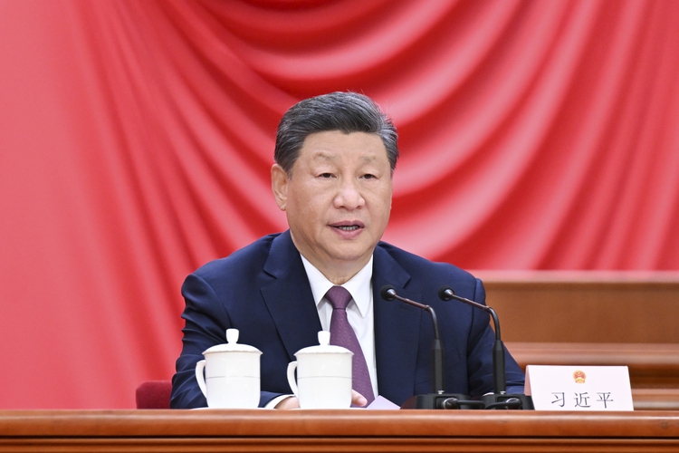 Chinese President Xi Jinping, also general secretary of the Communist Party of China Central Committee and chairman of the Central Military Commission, delivers an important speech at a meeting to celebrate the 70th founding anniversary of the National People's Congress (NPC) at the Great Hall of the People in Beijing, capital of China, Sept. 14, 2024. (Photo: Xinhua)