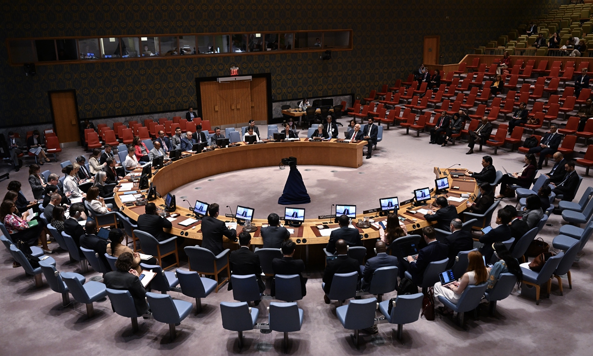 United Nations Security Council holds a session on the two-state solution for Palestine, Israel's illegal settlements, and the peace process at UN headquarters in New York, US on September 19, 2024 local time. Photo: VCG