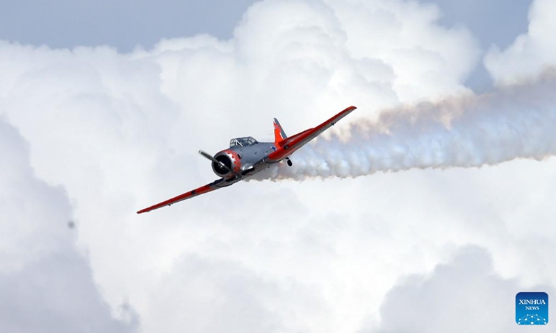 An aircraft performs during the Sivrihisar Airshow 2024 in Sivrihisar district of Eskisehir in Türkiye, Sept. 21, 2024. (Photo: Xinhua)