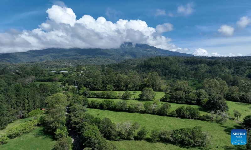 An aerial drone photo taken on Aug. 26, 2024 shows the scenery around the Hacienda la Esmeralda in the western Panamanian city of Boquete. Panama's Geisha coffee, which has spearheaded the country's coffee industry for the last few years, has set records at coffee auctions and is a favorite at international specialty coffee tastings. (Photo: Xinhua)