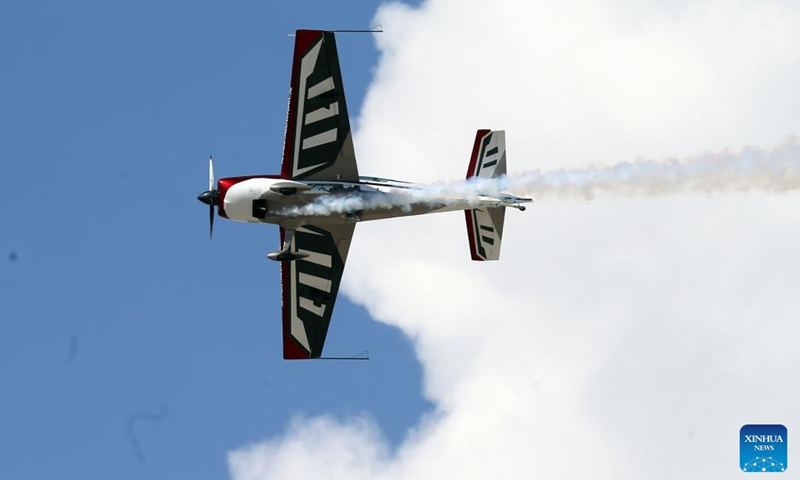 An aircraft performs during the Sivrihisar Airshow 2024 in Sivrihisar district of Eskisehir in Türkiye, Sept. 21, 2024. (Photo: Xinhua)