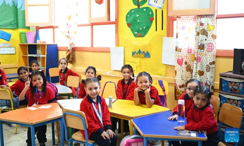 Students attend a class on the first day of a new academic year in Cairo, Egypt, Sept. 22, 2024. (Photo: Xinhua)