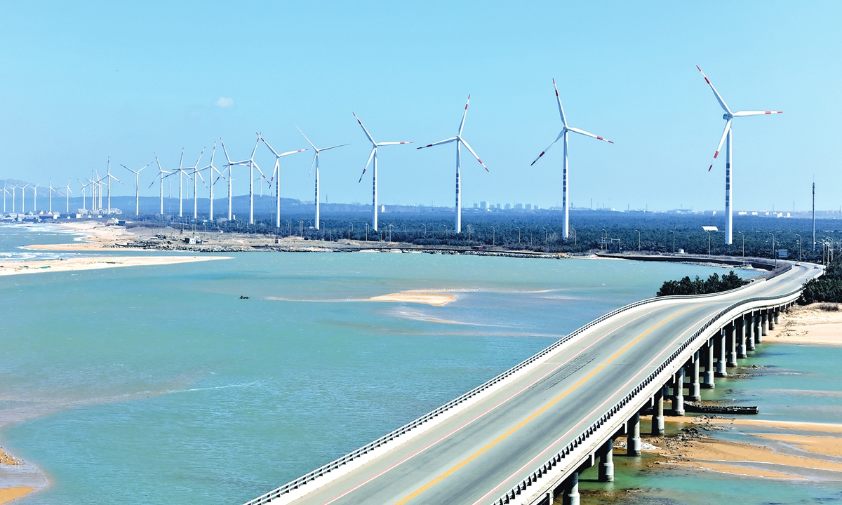 A wind farm at Rongcheng in East China's Shandong Province on March 19, 2024 Photo: IC