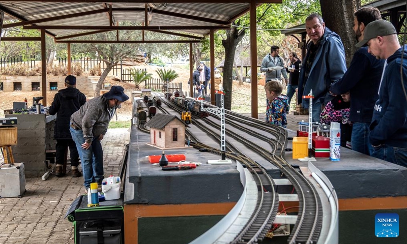 People view model trains at the Model Engineering Fair held in Centurion of Gauteng, South Africa, Sept. 22, 2024. The fair displays a variety of steam locomotives and other model trains. (Photo: Xinhua)