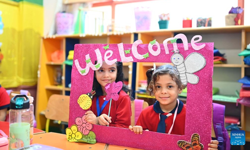 Students attend a class on the first day of a new academic year in Cairo, Egypt, Sept. 22, 2024. (Photo: Xinhua)