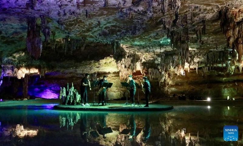 This undated file photo shows a concert held in the Shuanghe Cave, Asia's longest known cave, in Suiyang County, southwest China's Guizhou Province. (Photo: Xinhua)