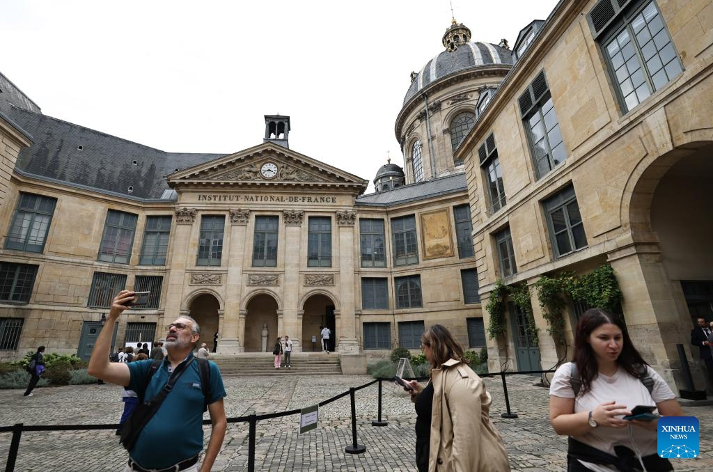 People visit the Institut de France in Paris, France, Sept. 22, 2024. The two-day European Heritage Days kicked off here Saturday, during which nearly 20,000 historical sites in France were opened to the public for free. (Photo: Xinhua)