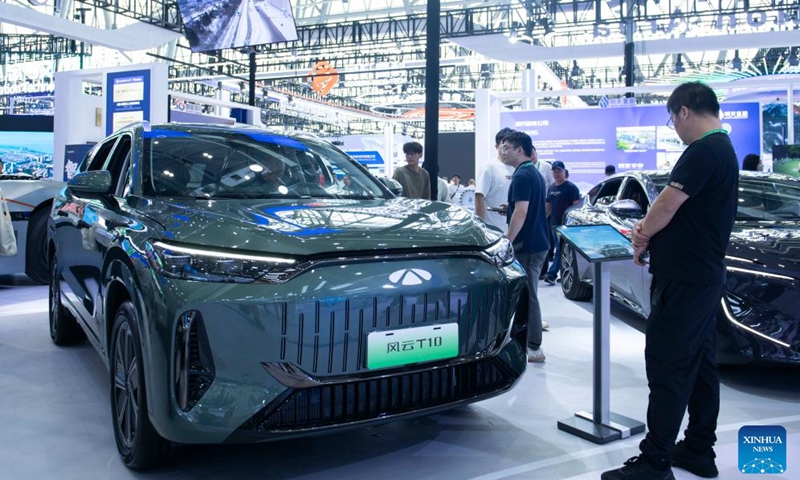 A vehicle by Chinese automaker Chery is on display at the 2024 World Manufacturing Convention in Hefei, east China's Anhui Province, Sept. 21, 2024. Over the past two decades, Chinese automaker Chery has expanded its presence to over 80 countries and regions worldwide. In the first half of 2024 alone, Chery sold more than 1.1 million vehicles, achieving a remarkable 48.4 percent increase compared to the previous year. (Photo: Xinhua)