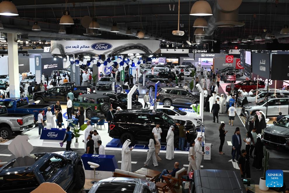 People visit the Auto World Show in Hawalli Governorate, Kuwait, Sept. 23, 2024. The six-day event kicked off here Monday. (Photo: Xinhua)