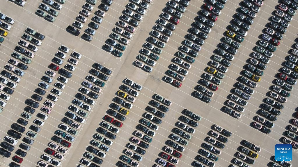 An aerial drone photo taken on Oct. 12, 2022 shows new energy vehicles of Chinese automaker Chery in Wuhu City, east China's Anhui Province. Over the past two decades, Chinese automaker Chery has expanded its presence to over 80 countries and regions worldwide. In the first half of 2024 alone, Chery sold more than 1.1 million vehicles, achieving a remarkable 48.4 percent increase compared to the previous year. (Photo: Xinhua)