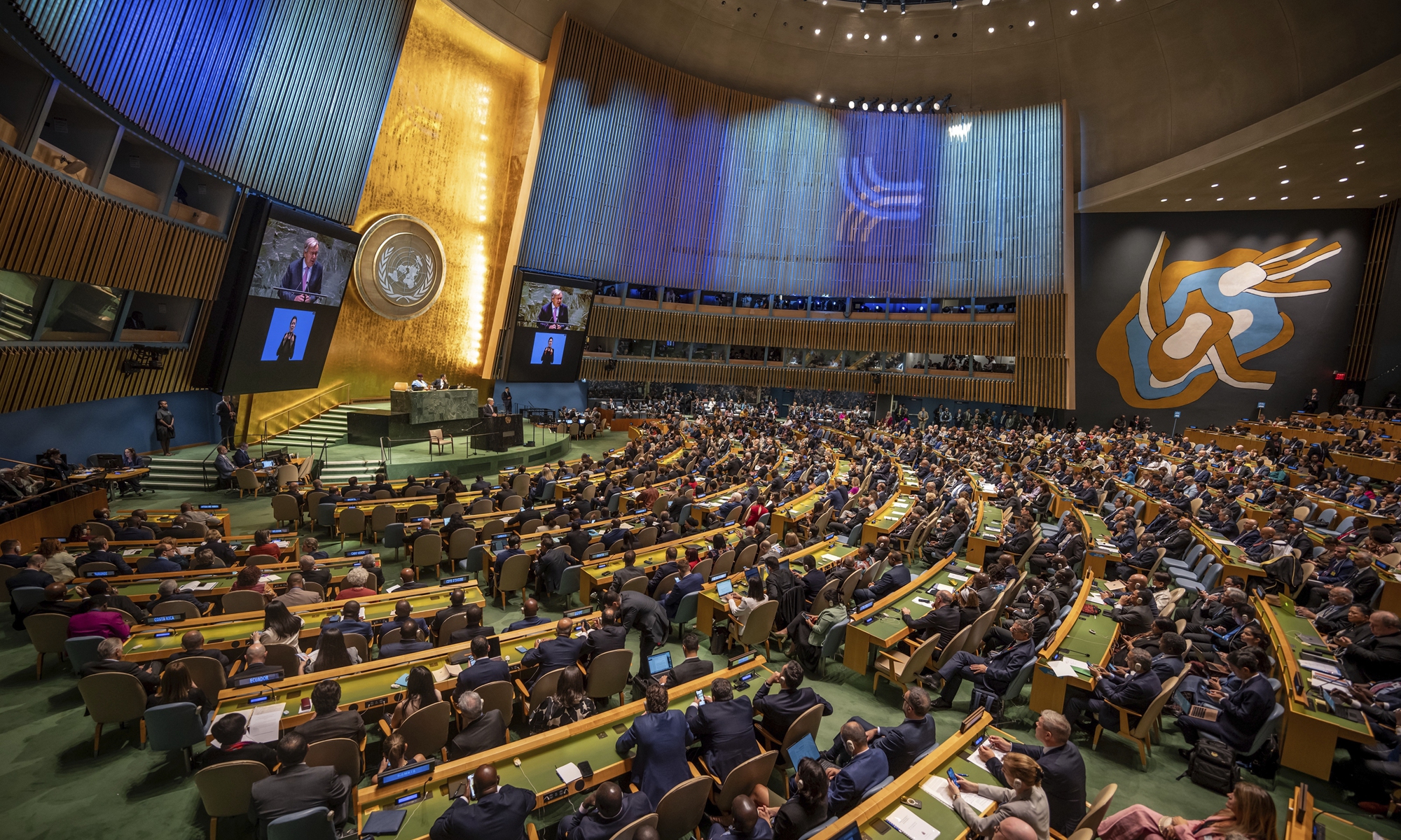 UN Secretary General Antonio Guterres speaks at the UN Summit for the Future on September 22, 2024 in New York. The United Nations General Assembly adopted a 